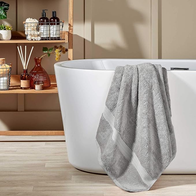 Christy Renaissance 4 Piece Gray Towel Set | 100% Egyptian Cotton | Luxury Bathroom Towels | Soft and Super Absorbent | 675 GSM | 2 Bath 2 Hand | Dove Gray