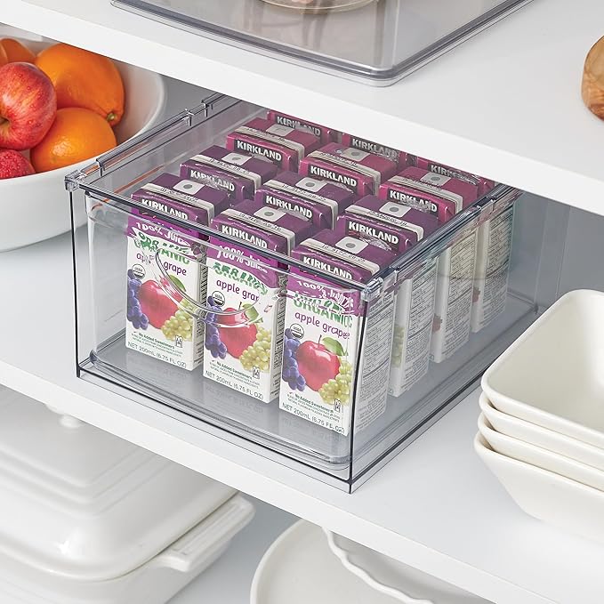 iDesign Stackable Storage Drawer for Fridge, Pantry, or Under Sinks, Set of 2, Clear, Made in USA