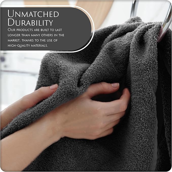 MAURA Basics Hand Towels for Bathroom with Hanging Hook Loops. Soft, Durable, Long Lasting and Absorbent Hand Towel Sets for Bathroom, American Standard Size 16"x28", Space Gray