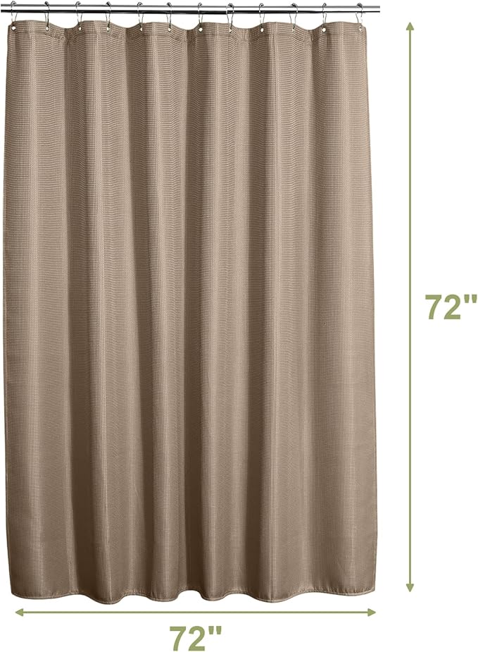 AmazerBath Taupe Shower Curtain Waffle Textured, Fabric Shower Curtain Tan Thick Heavy Duty 240GSM Hotel Quality Bathroom Shower Curtains, 72 x 72 Inches