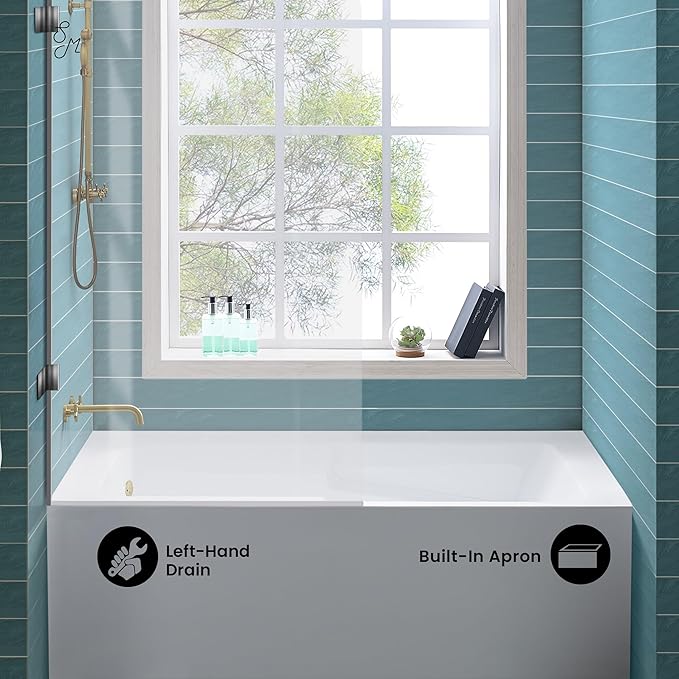 Swiss Madison Well Made Forever SM-AB541 Voltaire Alcove Tub with Armrest 60" x 30" in Glossy White