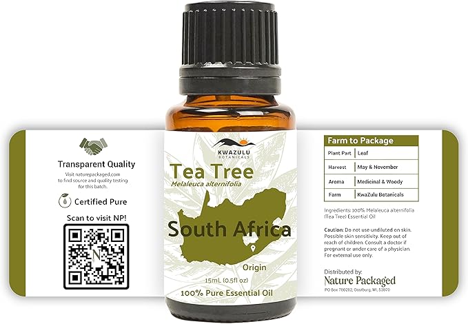 Tea Tree Essential Oil - Direct from Kwazulu Botanicals South Africa - Steam Distilled - Aceite Esencial de Árbol de Té for Aromatherapy, Diffuser, DIY Candle and Soap Making - 22lbs