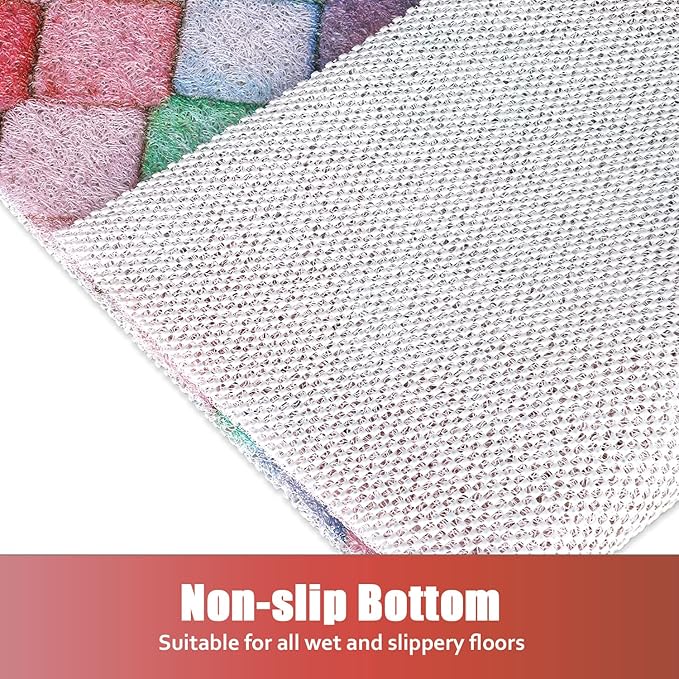 Shower Mat Bathtub Mat Non-Slip - 24x32 Inch Large Soft Comfort Bath Mat with Drainage Holes, PVC Loofah Massage Bathmat for Shower, Tub, Bathroom, Wet Areas, Quick Drying
