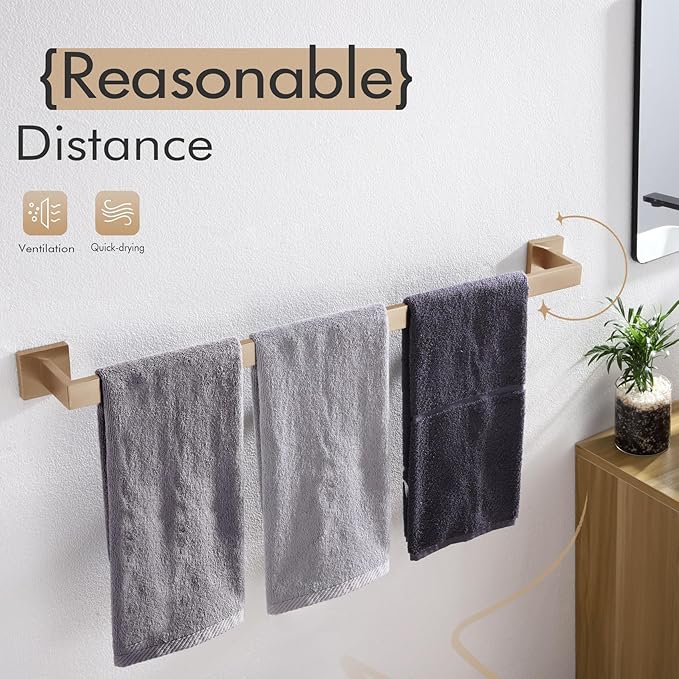 KOKOSIRI 32-Inch Towel Rack for Bathroom Kitchen Towel Rails Wall Mount SUS304 Stainless Steel Towels Holder, Champagne Bronze B4003CPG-L32