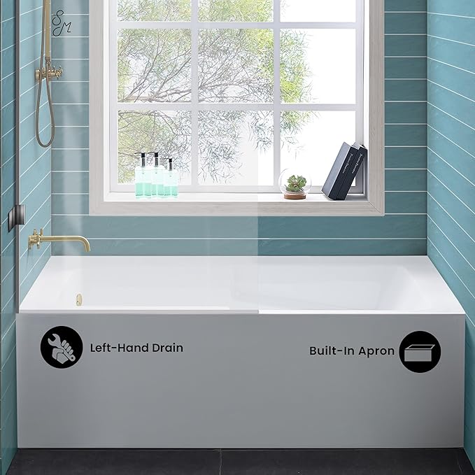 Swiss Madison Well Made Forever SM-AB549 Voltaire Alcove Tub 54" x 30" with Armrest in Glossy White