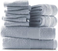 Hearth & Harbor Bath Towels for Bathroom - 100% Ring Spun Cotton Luxury Bathroom Towels - Ultra Soft & Highly Absorbent, Bath Towels Set of 10 - Ice Blue