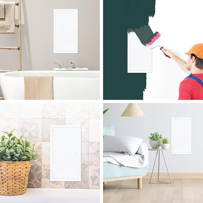10" x 20" White Metal Access Panel. Service Shaft Door Panel. Plumbing, Electricity, Heating, Alarm Wall Access Panel for Drywall. Bathroom Services Access Hole Cover.