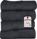 RIVERSIDE 100% Ring Spun Cotton Large Bath Towels Set of 4, 27 x 54 – Quick Dry, Soft & Highly Absorbent Towels for Shower & Bathroom – Luxury 600 GSM Towels for Home, Spa, Gym, Hotel, Charcoal