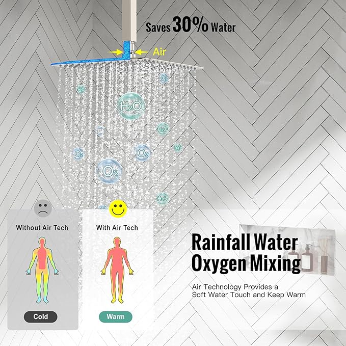 SR SUN RISE Brass 10 Inches Ceiling Mounted Shower System Brushed Nickel Bathroom Luxury Rain Mixer Shower Combo Set Ceiling Install Rainfall Shower Head System