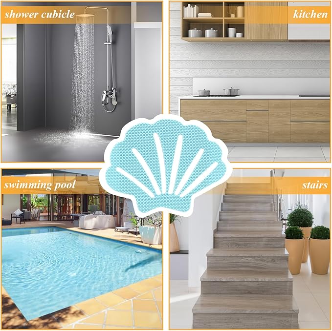 Bathtub Stickers Non Slip, Shell Shaped Tubs Safety Shower Treads, Adhesive Sticker for Bathroom Bathtub, Shower Floor,Blue (30Pcs)