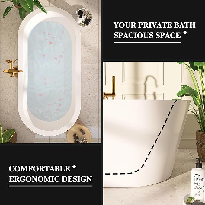 64" Acrylic Freestanding Bathtubs, Stand Alone Tub, Soaking Tubs for Bathroom, Integrated Overflow and Drain, cUPC Certified, Gloss White