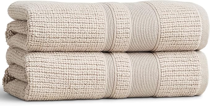 Preston Lane Douro Hand Towel Set – 2 Pack Luxury Cotton Towels, Ultra Soft & Absorbent, Quick-Dry Spa-Quality Bathroom Towels, Made in Portugal, Clay
