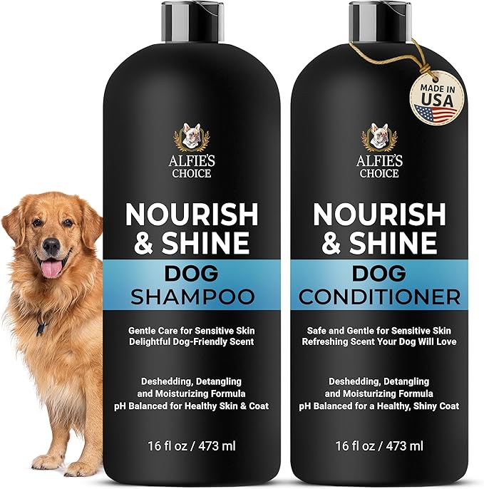 ALFIE'S CHOICE Dog Shampoo & Conditioner Set | 16 fl oz Each | Lavender & Rosemary with Biotin for Itchy Skin, Allergies & Odor | Moisturizing & Detangling for All Breeds