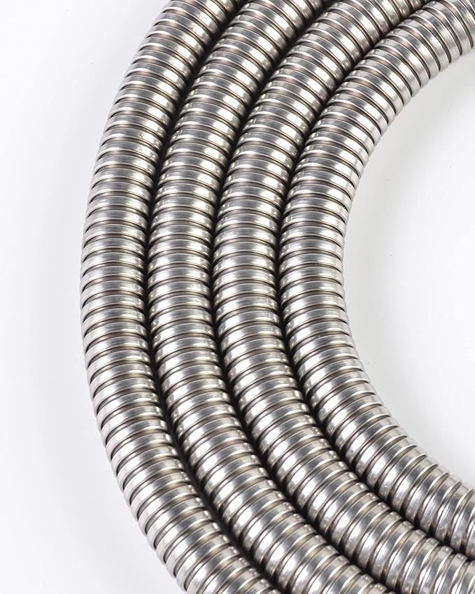 PHASAT 98-Inch Long Indoor Outdoor Shower Tube Replacement Stainless Steel Handheld Shower Hose, Brushed Nickel,A3107N-2.5