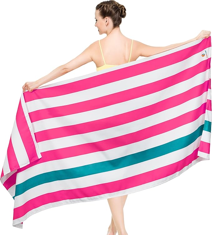 SUN CUBE Microfiber Beach Towel, Quick Dry Sand Free Beach Towel, Lightweight, Compact for Travel Swim Sports Camping, Packable Sand Resistant Towel Adult - Pink 78x35 Inches