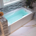 WOODBRIDGE 54" Acrylic Rectangular Alcove Soaking Bathtub in White with Right Drain, Brushed Nickel Pop-Up Drain Included BA5430R