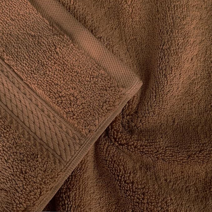 Superior Egyptian Cotton Pile 8 Piece Towel Set, Includes 2 Bath, 2 Hand, 4 Face Towels/Washcloths, Ultra Soft Luxury Towels, Thick Plush Essentials, Guest Bath, Spa, Hotel Bathroom, Chocolate
