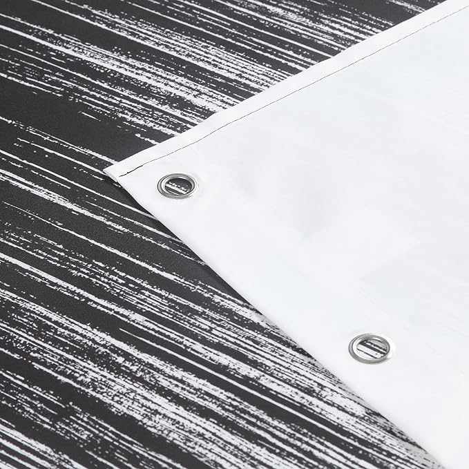 Long Fabric Shower Curtain, Black and White Cloth Shower Curtains for Bathroom, Modern Waterproof Bathroom Curtains, 78" W x 78" H