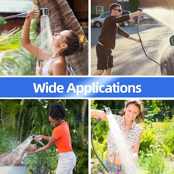 Portable Shower for Camping,8000mAh Rechargeable Camping Shower with 10 Spray Modes,Fahrenheit Display, IPX8 Waterproof Outdoor Camp Pump for Hiking, Travel, Car, Pet, Plants,Surf & Boat Cleaning
