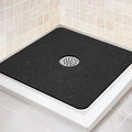 Shower Mat Non Slip,27 x 27 Inch Extra Large Bath Mat with Drain,Soft Square Loofah Shower Stall Mat Bathtub Mat for Bathroom,Without Suction Cups (Black)