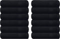 GLAMBURG Ultra Soft 12-Piece Washcloths Set 13x13-100% Ringspun Cotton - Durable & Highly Absorbent Face Towels - Ideal for use in Bathroom, Kitchen, Gym, Spa & General Cleaning - Black