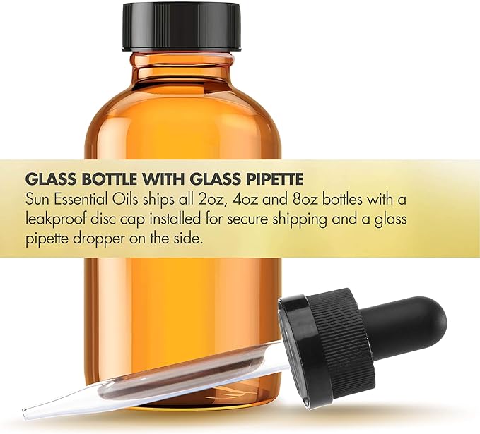Sun Essential Oils - Vanilla Essential Oil 8 oz with Dropper for Diffuser, Skin, Hair, Humidifier & Aromatherapy Massage, Scent for Candle, Lotion & Soap Making & Room Freshener