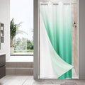 MitoVilla Teal Ombre Waffle Small Stall Shower Curtain Liner Set 36 x 74, No Hooks Required Turquoise Half Size Narrow Fabric Cloth Shower Curtain Set with Snap-in Liner for Modern Bathroom Decor