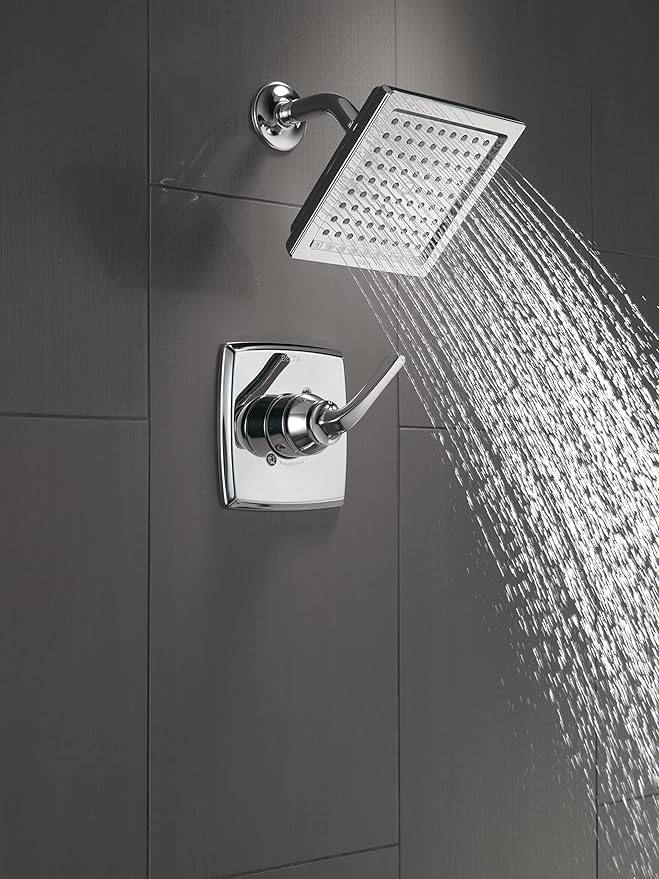 Delta Geist 14 Series Shower Faucet Set, Chrome Shower Head and Handle Set, Valve Trim Kit, Chrome 142864 (Valve Included)