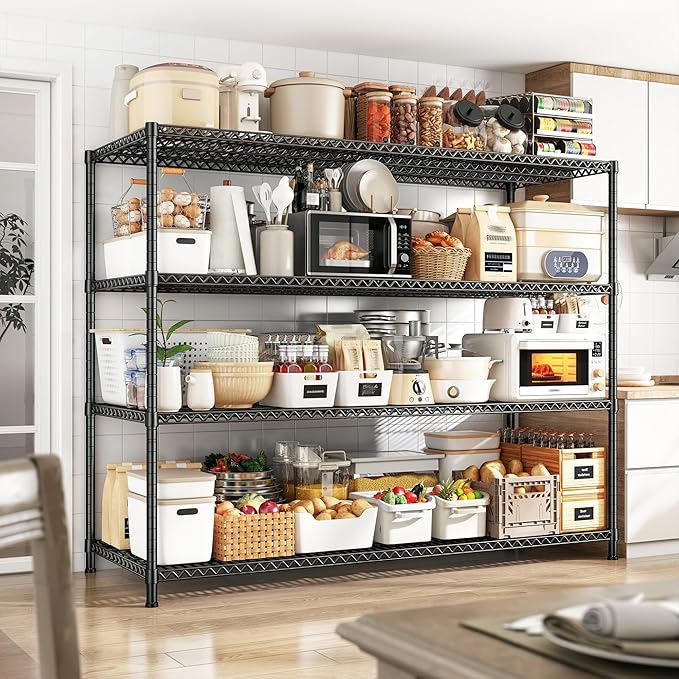 2500 LBS Shelf Storage Shelves 68.1" W Wire Shelving Unit, Garage Shelving Heavy Duty, Adjustable Metal Shelving for Garage, Pantry, Kitchen, Basement, Business 68.1" W x 20.9" D x 70.9" H