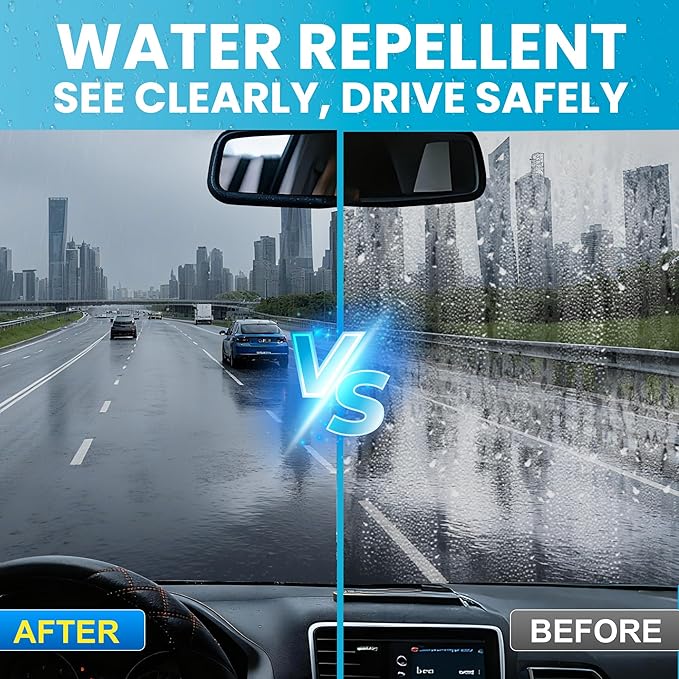 Glass Water Repellent and Rain Repellent Spray, Hydrophobic Coating for Car Windshield, Auto Glass, House Windows, Mirrors, Long-Lasting Waterproof Protection 4oz/120ml