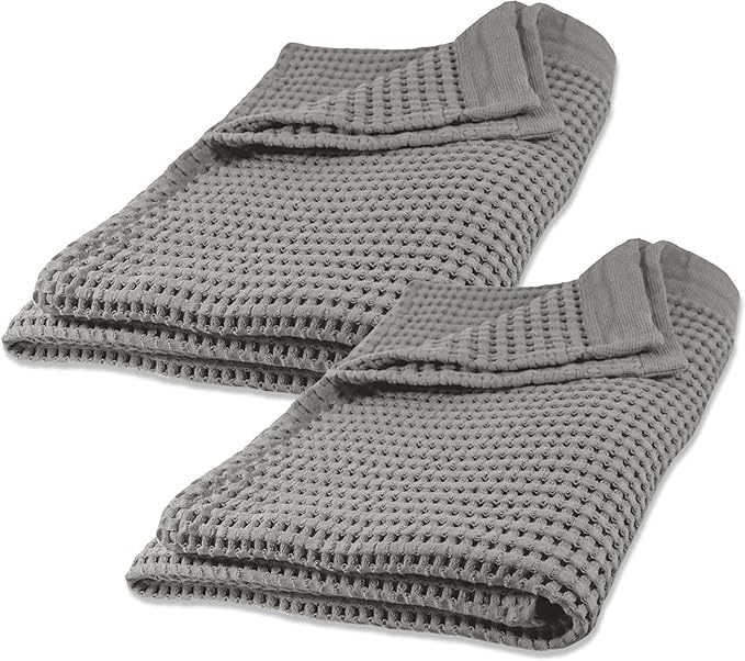 GILDEN TREE Waffle Bath Sheet Quick Dry Towel, Thin Luxury Bath Towels, 40x80 Large Bath Towels 2 Pack Bath Sheets, Modern Style (Pewter)