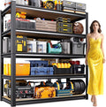 45.6" W Garage Shelving Heavy Duty 5-Tier Storage Shelves, Home Storage Shelf, Adjustable Metal Shelving Unit, for Pantry, Kitchen, Basement, Warehouse, 45.6" Wx17.7 Dx71.2 H, Black
