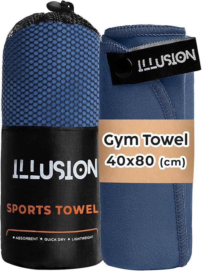 illusion Small Microfiber Gym Towels for Men and Women Active Sports (32" L x 16''W)-Lightweight Quick Dry Gym Towel for Sweat-Workout Towels Ideal for Yoga, Camping, Running, and Outdoor Activities
