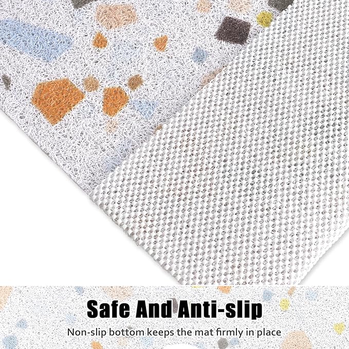 Square Shower Mat Non Slip: 27x27 Inch Shower Floor Mat with Drain Hole in Middle, Super Soft and Comfortable PVC Loofah Massage Bath Mat for Shower, Anti Slip Shower Stall Mat, Quick Drying
