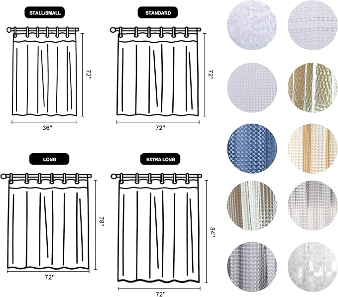 NTBAY EVA Semi-Transparent Clear Shower Curtain with Diamond, Water-Repellent Liner with 3 Magnets for Bathroom, 72x72 Inches