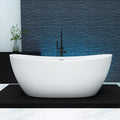 65'' Freestanding Solid Surface Resin Stone Bathtub, Freestanding Tub, Contemporary Design Stand Alone Tub with Pop-up Drain and Overflow, cUPC Certified, Matte White (Oval)…
