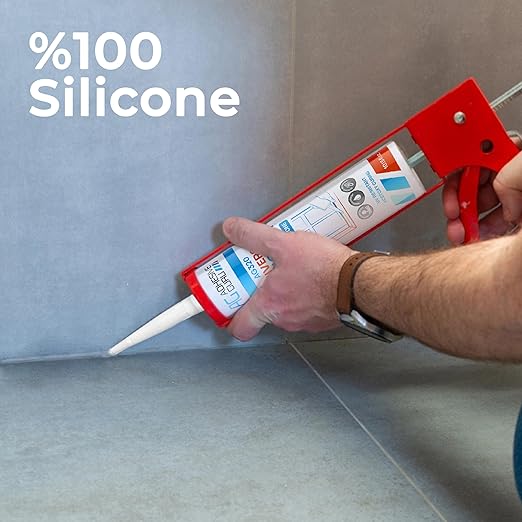 Adhesive Guru Clear Silicone Sealant Waterproof (48 x 10.15 fl.oz.), All Purpose 100% Silicone Caulk, Weatherproof & Flexible Adhesive Sealant for Indoor and Outdoor Use, Transparent - 48 Pack