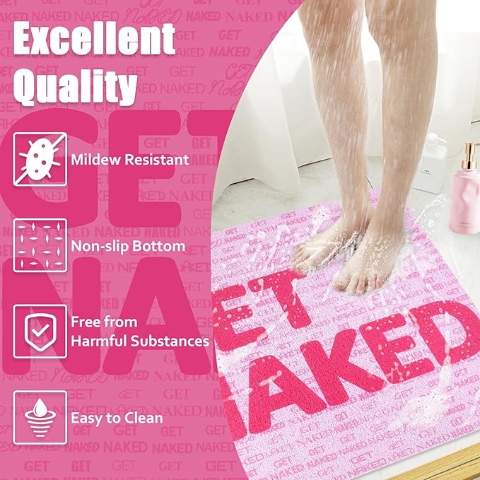 Shower Mat Non Slip Square - 32x32 Inch Soft Comfortable Shower Floor Mat with Drain - PVC Loofah Bath Mat for Shower, Bathroom and Wet Areas - Quick Drying & Easy Cleaning