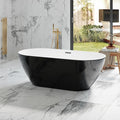 67 in Acrylic Freestanding Bathtub, Contemporary Stand Alone Tub,Glossy Black Soaking Tubs, Oval Bathtub with Chrome Overflow and Drain, CUPC Certified