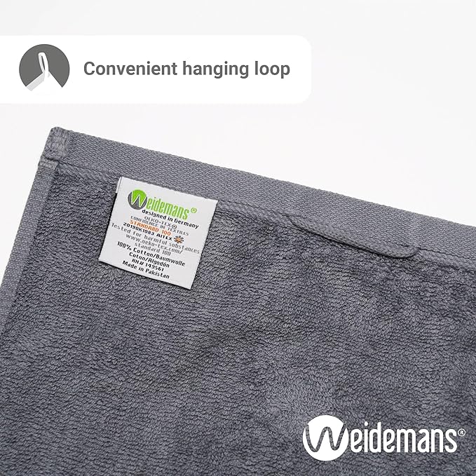 100% Cotton Washcloths Set 13” x 13” | Dark Grey Towels | Set of 12 Ultra Soft and Highly Absorbent Washcloths Sets for Bathroom, Gym, Hotel, Spa | Machine Washable Face Towel