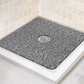 Shower Mat Non Slip,27 x 27 Inch Extra Large Bath Mat with Drain,Soft Square Loofah Shower Stall Mat Bathtub Mat for Bathroom,Without Suction Cups (Black White)