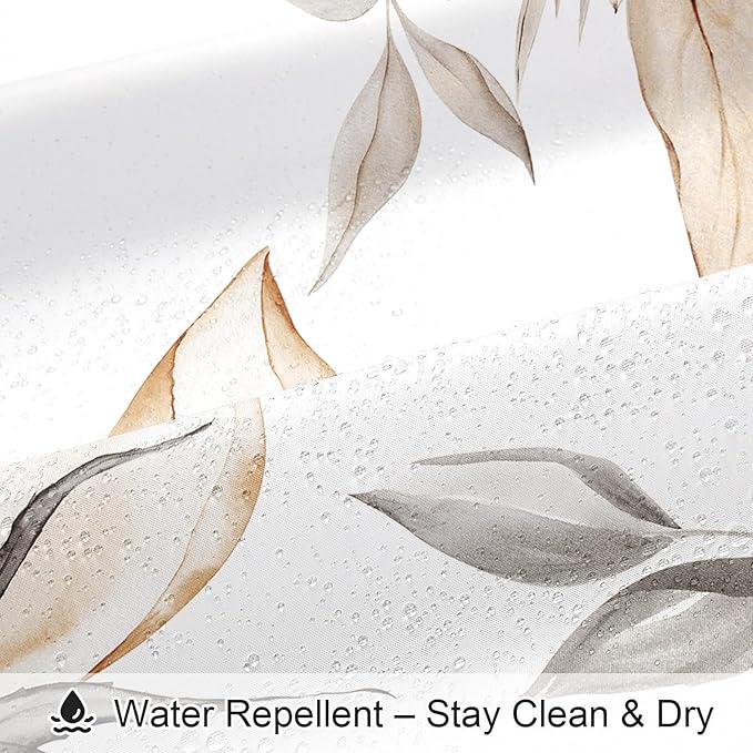 Small Stall Boho Watercolor Floral Shower Curtain 36 x 72, Brown and Grey Ink Painting Style Flower Shower Curtains for Chic Elegant Bathroom, Tan Artistic Narrow Half Size Shower Curtain
