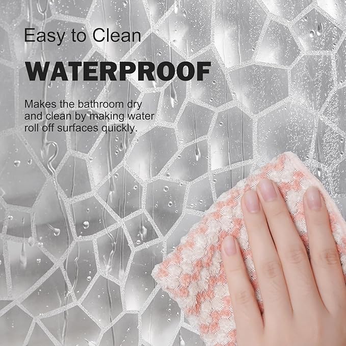 UFRIDAY Clear Extra Long Shower Curtain Liner 72x84 inches,3D Cube Long Shower Curtain EVA Water Repellent Shower Curtain for Bathroom Water Cube Shower Liner with 3 Big Weighted Magnet