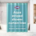 CLOROX Shower Curtain Liner, Premium Striped Medium-Weight Durable Waterproof 6g PEVA for Bathroom with Weighted Magnets, Printed Standard Size 72" x 72", Aqua