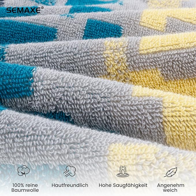 SEMAXE 12 Pack Hand Towels for Bathroom, 100% Cotton Towels with Hanging Loops, Soft & Highly Absorbent, Hand Towel Set for Gym, Shower, Hotel, Spa and Kitchen, Colorful - Checkered