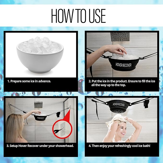 Ice Shower | Portable Cold Therapy Attachment for Any Shower | Ice Bath Recovery for Sore Muscles, Stress Relief, Camping, Hiking & Post-Workout Plunge | Home Cold Plunge Tub – Black