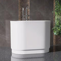 39" Stone Resin Janpanese Soaking Tub, Freestanding Deep Soaking Bathtub with Seat Desgin,Toe-tap Chrome Right Drain, Slotted Overflow, cUPC Certified, in Matte White