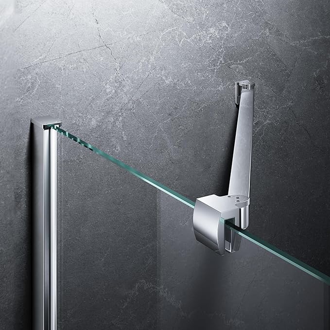 Frameless Shower Door Support Bar, Stainless Steel Wall-to-Glass Support Arm to Fixed Shower Glass Panel, for 1/4"-3/8" (6-10 mm) Door, 180° Pivot & Stow-Flat Mode (Chrome, 19.7-inch(500mm))