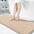 Yimobra Bathroom Runner Rug 60x24 Inch - Extra Long Non Slip Chenille Bath Mat, Soft & Absorbent, Machine Washable Shaggy Hallway Carpet for Vanity Tub Shower, Light Brown Home Decor Accessories