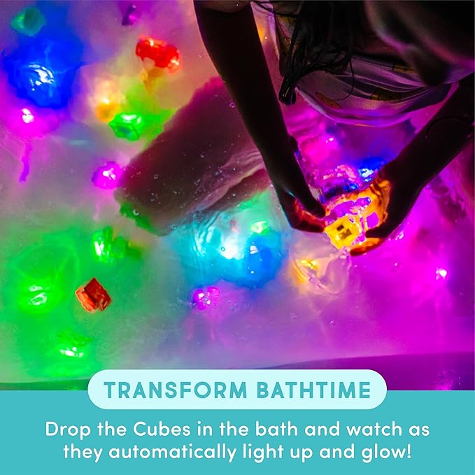 Glo Pals Water-Activated Light-Up Cubes for Sensory Play – 12 Pack